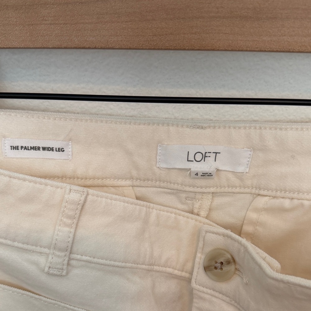 LOFT Cream Wide Leg Palmer Pants